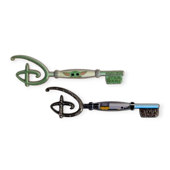 Star Wars Disney Pins: Grogu and Jedi Lightsaber Store Keys